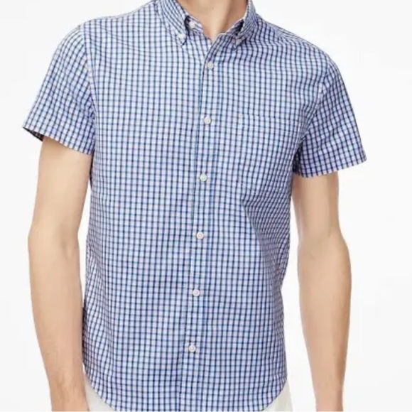 J. Crew Ludlow Cotton Checked Short Sleeve Top - Picture 1 of 7